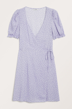 Puff sleeve mini wrap dress - Purple