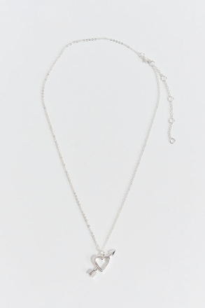 Gina Tricot - Heart arrow necklace - Halsbånd - Silver - ONESIZE - Female