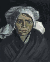Malen nach Zahlen - Kopf einer Bäuerin mit weißer Haube - Vincent van Gogh, ohne Rahmen