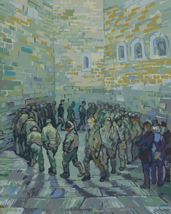 Malen nach Zahlen - Runde der Gefangenen - Vincent van Gogh, mit Rahmen