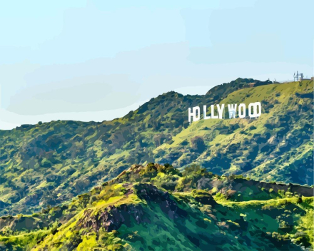 Malen nach Zahlen - Hollywood Hills, mit Rahmen