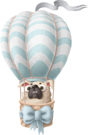 Malen nach Zahlen - Heißluftballon - Bulldogge, mit Rahmen
