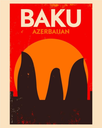 Malen nach Zahlen - Retro - Baku, mit Rahmen