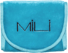 MILI Cosmetics Makeup Erase Towel Turquoise Ocean Black Logo
