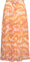 Recycled Chiffon Skirt Lang Nederdel Orange Rosemunde