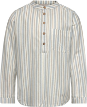 Shirt Ls Woven Stripe Tops Shirts Long-sleeved Shirts Multi/patterned Huttelihut