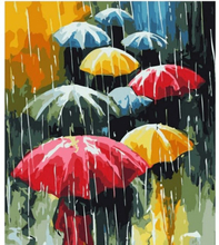 Regenschirme, Regen - Malen nach Zahlen, 40x50cm / Ohne Rahmen / 24 Farben (Einfach)