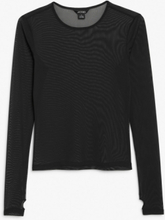 Long sleeve mesh top with thumbholes - Black
