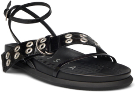 Zilda Black Sandal Designers Sandals Flat Black MIISTA