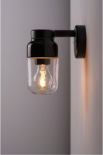 Ifö Electric Ohm Wall Vägglampa LED E27 Svart 100/210 Klarglas IP44 8371-510-16 Replace: N/A
