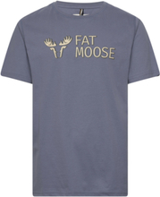 Fm Logo Organic Tee Tops T-Kortærmet Skjorte Blue Fat Moose