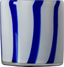 Byon - Calore telysholder 10x10 cm Curve blå/hvit stripete