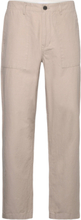 Flint Wide Slub Yarn Pants - Gots/V Bottoms Trousers Casual Beige Knowledge Cotton Apparel
