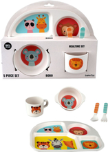 Safari Friends 5 Pcs Colourful Mealtime Set Home Meal Time Dinner Sets Multi/patterned Barbo Toys