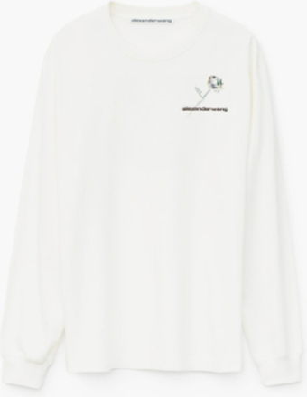 Alexander Wang - Long Sleeve T-Shirt With Money Rose Print - Hvid - S