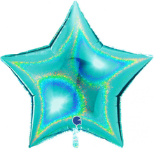 Stor Holografisk Folieballong Stjärna Tiffany Blå