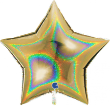 Stor Holografisk Folieballong Stjärna Guld