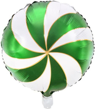 Rund Grønn og Hvit Folieballong 35 cm