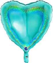 Holografisk Folieballong Hjärta Tiffany Blå
