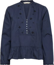 "Tove Blouse Tops Blouses Long-sleeved Navy ODD MOLLY"