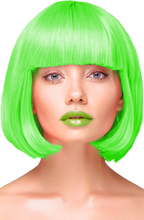 Party Wig Short Straight Hair Neon Green Peruk