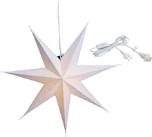 Kerstversiering witte papier decoratie kerststerren 60 cm inclusief witte lichtkabel