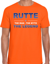Rutte naam t-shirt the man / the myth / the legend oranje voor heren