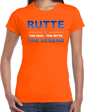 Rutte naam t-shirt the man / the myth / the legend oranje voor dames