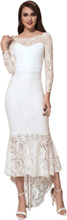 Elegant Lace Hi-low White Evening Dress S