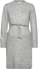 Mlnewanne L/S Abk Knit Dress A. Noos Knälång Klänning Grey Mamalicious