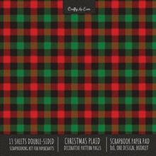 Christmas Plaid Scrapbook Paper Pad 8x8 Scrapbooking Kit for Cardmaking Gifts, DIY Crafts, Printmaking, Papercrafts, Holiday Decorative Pattern Pages