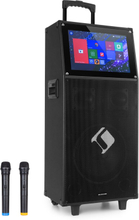 KTV Karaoke-System 15,4" touch-display 2UHF mikrofon WiFi BT USB SD HDMI trolley