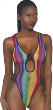 Leg Avenue Rainbow Fishnet Bodysuit One Size Teddy