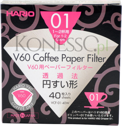 Filtry papierowe do drippa Hario V60-01 40szt