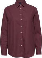 Isa Organic Cotton Light Flannel Shirt Tops Shirts Long-sleeved Burgundy Lexington Clothing