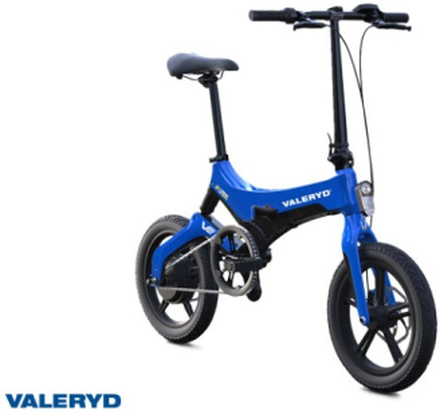 Elcykel Valeryd V6 blå vikbar, pedalaktiverad elmo