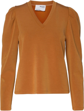 Slflora Ls V-Neck Sweat Top B T-shirts & Tops Long-sleeved Oransje Selected Femme*Betinget Tilbud