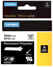 Dymo Tape Rhinopro Perm Polyester 19mm Sort/transparent