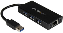 Startech 3 Port Portable Usb 3.0 Hub With Gigabit Ethernet Adapter Nic Usb Hub