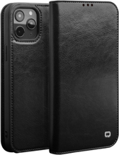 Qialino - echt lederen luxe wallet hoes - iPhone 12 Pro Max - Zwart