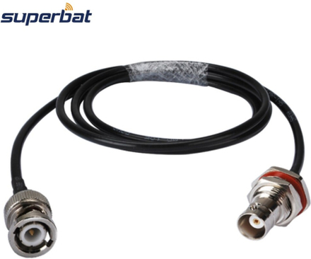 Superbat BNC Male Straight to Female Bulkhead with O-ring Straight Pigtail Cable RG58 30cm