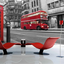 Fototapet Rød bus og telefonboks i London