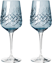Crispy Madame Sapphire - 2 Pcs Home Tableware Glass Wine Glass White Wine Glasses Blue Frederik Bagger