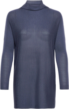 Merino Lyocell Wide Turtleneck Tops Knitwear Turtleneck Blue Cathrine Hammel