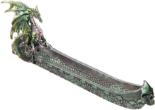 Grön Metallisk Drake Rökelsehållare 28 cm