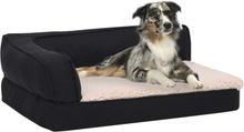 vidaXL Ergonomisk hundeseng med linutseende og fleece 75x53 cm svart