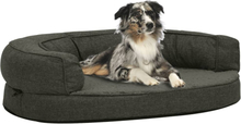 vidaXL Ergonomisk hundeseng med linutseende og fleece 90x64cm mørkegrå