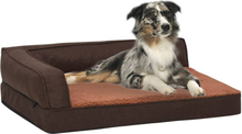 vidaXL Ergonomisk hundeseng med linutseende og fleece 60x42 cm brun