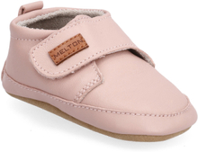 Leather Slippers With Velcro Slippers Hjemmesko Pink Melton