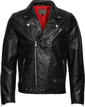 Brice Belted Leather Jacket Læderjakke Skindjakke Black Jofama